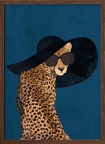 Fashionable Cheetah wearing a sunhat - Stretched Canvas, Poster or Fine Art Print I Heart Wall Art