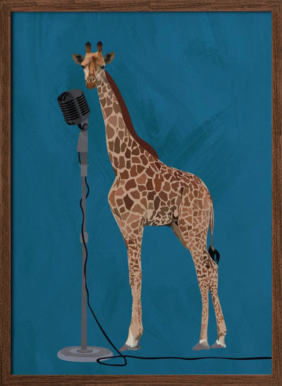 Giraffe Microphone Pink 2 01 - Stretched Canvas, Poster or Fine Art Print I Heart Wall Art