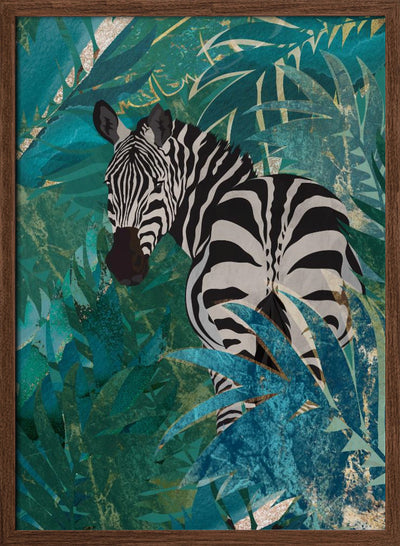 Zebra in the jungle 1 - Stretched Canvas, Poster or Fine Art Print I Heart Wall Art