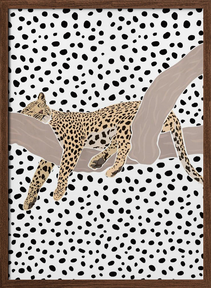 Leopard Sleeping Polkadots - Stretched Canvas, Poster or Fine Art Print I Heart Wall Art