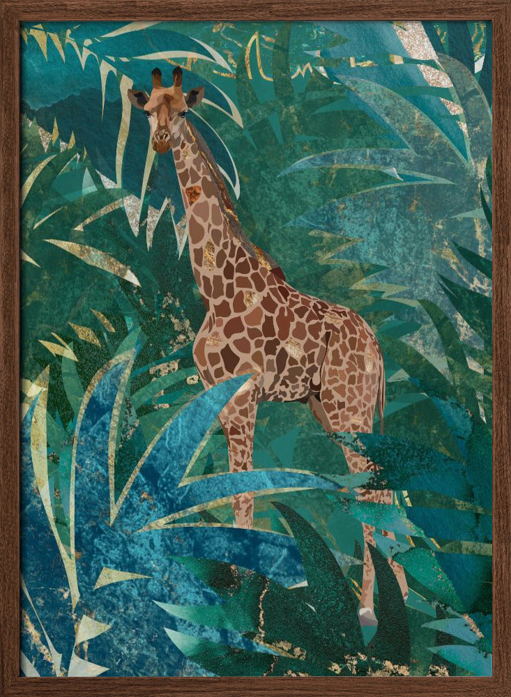 Giraffe in the jungle - Stretched Canvas, Poster or Fine Art Print I Heart Wall Art