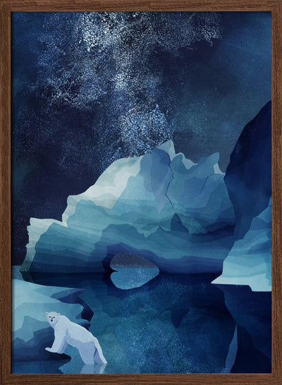 Polar Bear By Night - Stretched Canvas, Poster or Fine Art Print I Heart Wall Art