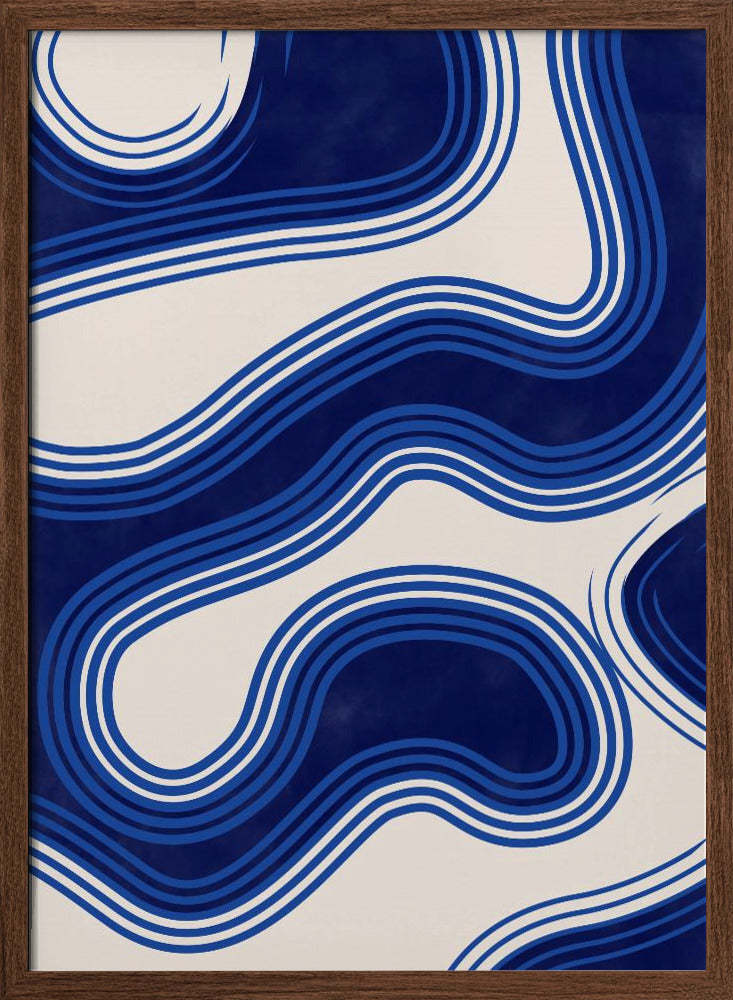 Blue Wave Patterns - Stretched Canvas, Poster or Fine Art Print I Heart Wall Art