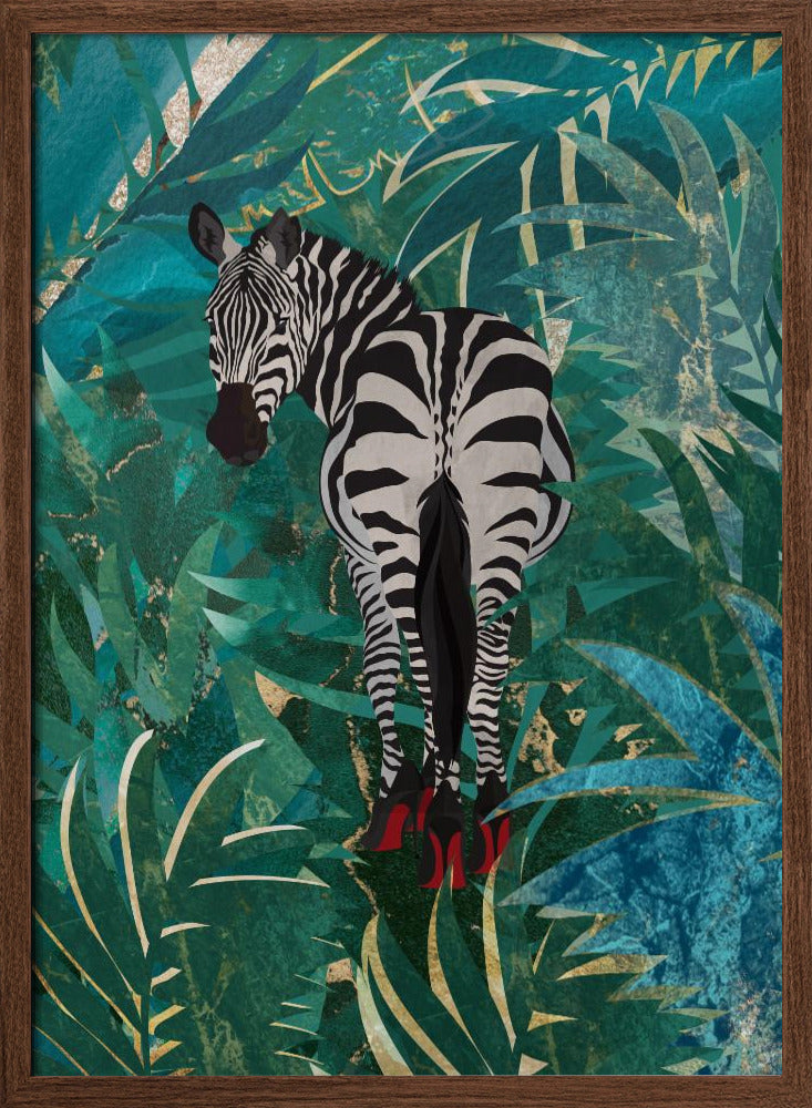 Zebra wearing heels in the jungle - Stretched Canvas, Poster or Fine Art Print I Heart Wall Art