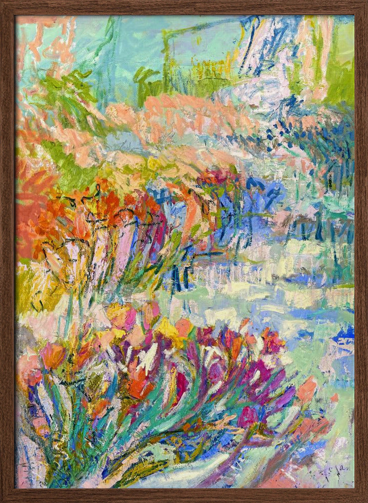 Vibrant Garden Path - Stretched Canvas, Poster or Fine Art Print I Heart Wall Art
