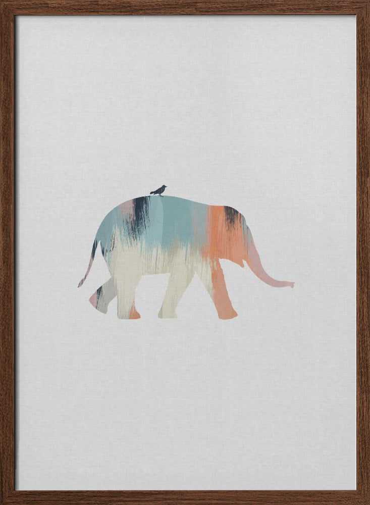 Pastel Elephant - Stretched Canvas, Poster or Fine Art Print I Heart Wall Art