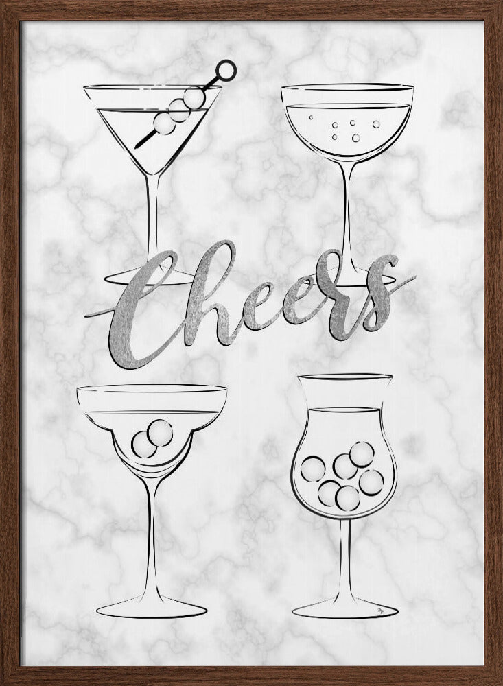 Cheers Cocktails - Stretched Canvas, Poster or Fine Art Print I Heart Wall Art