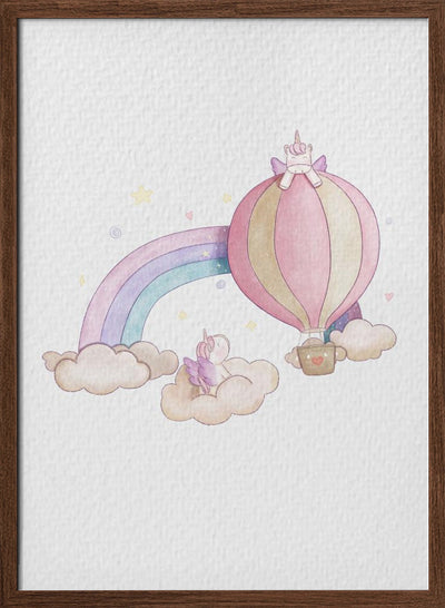 Kawai Cloudy Unicorn - Stretched Canvas, Poster or Fine Art Print I Heart Wall Art