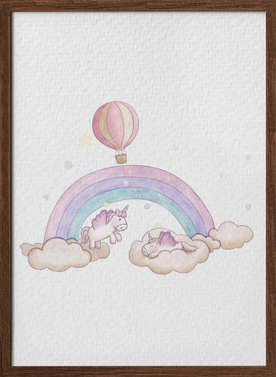 Kawai Cloudy Unicorn - Stretched Canvas, Poster or Fine Art Print I Heart Wall Art