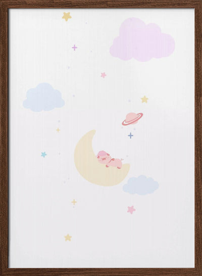 Pig On the Moon - Stretched Canvas, Poster or Fine Art Print I Heart Wall Art