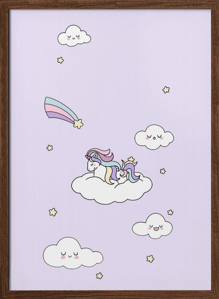 Kawaii Unicorn - Stretched Canvas, Poster or Fine Art Print I Heart Wall Art