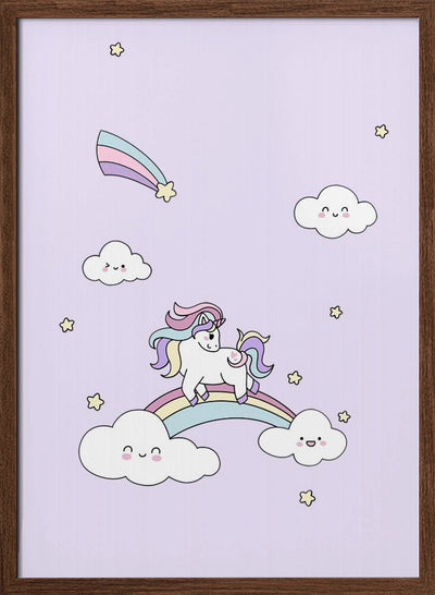 Kawaii Unicorn - Stretched Canvas, Poster or Fine Art Print I Heart Wall Art