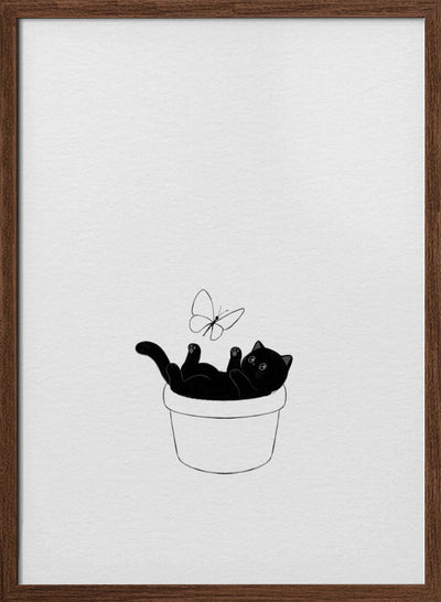 Cute Black Cat - Stretched Canvas, Poster or Fine Art Print I Heart Wall Art