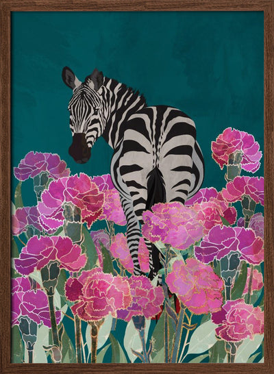 Zebra in a field of flowers - Stretched Canvas, Poster or Fine Art Print I Heart Wall Art