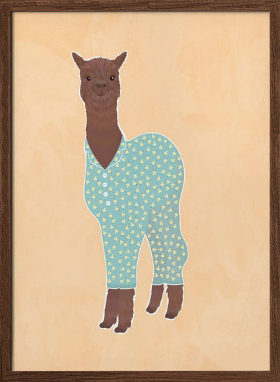 Llama In Pjs Banana Orange - Stretched Canvas, Poster or Fine Art Print I Heart Wall Art