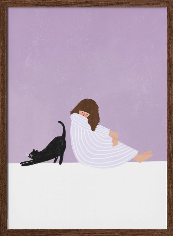 Girl and Cat - Stretched Canvas, Poster or Fine Art Print I Heart Wall Art