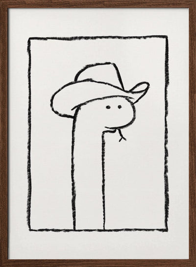 Squiggles the Snake In a Stetson - Stretched Canvas, Poster or Fine Art Print I Heart Wall Art