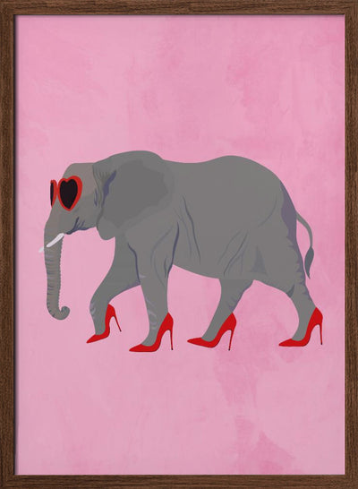 Elephant in heels and heart glasses - Stretched Canvas, Poster or Fine Art Print I Heart Wall Art