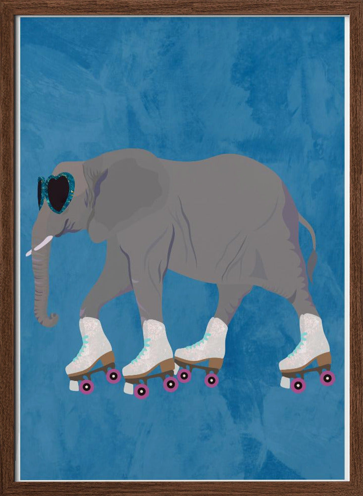 Rollerskating elephant - Stretched Canvas, Poster or Fine Art Print I Heart Wall Art