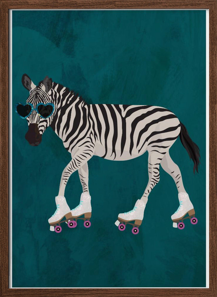 Zebra rollerskating - Stretched Canvas, Poster or Fine Art Print I Heart Wall Art