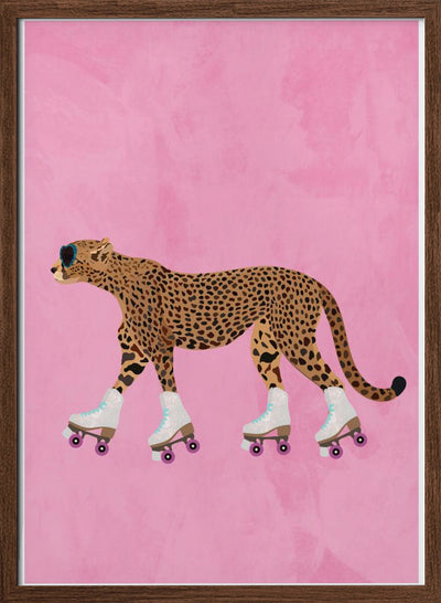 Cheetah rollerskating - Stretched Canvas, Poster or Fine Art Print I Heart Wall Art