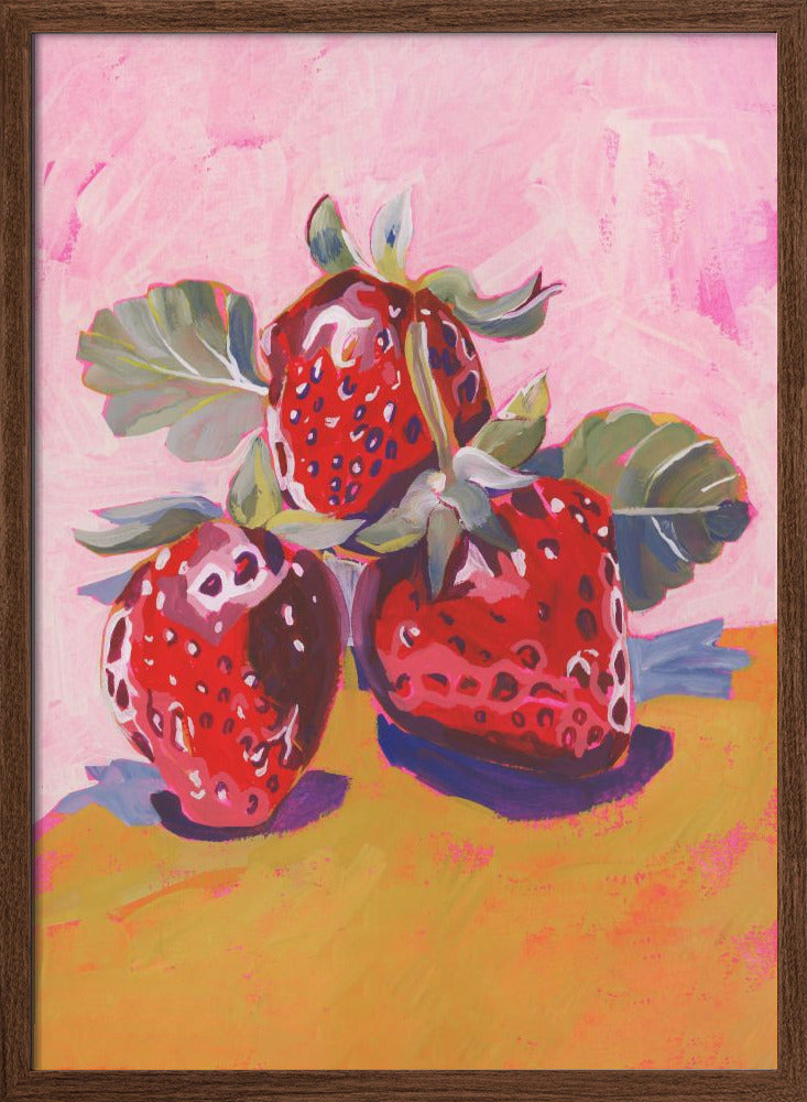 Fresh Paintainly Strawberries - Stretched Canvas, Poster or Fine Art Print I Heart Wall Art