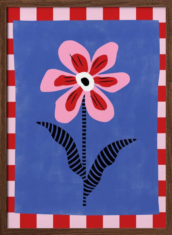 Flower with Pink Petals and Striped Leaves - Stretched Canvas, Poster or Fine Art Print I Heart Wall Art