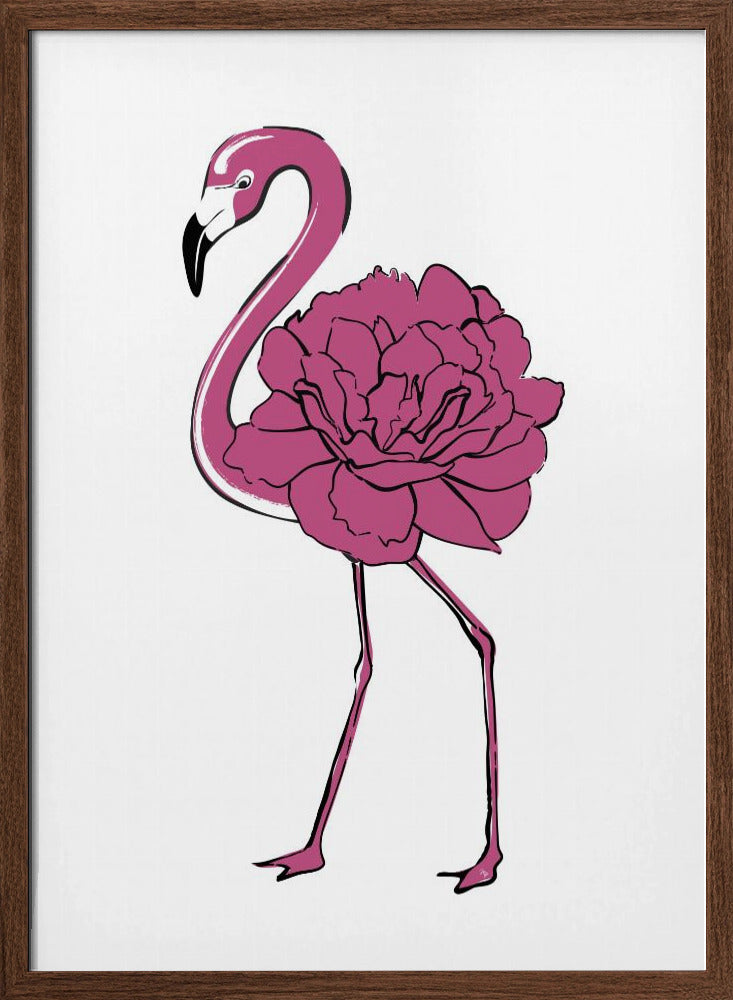 Peony Flamingo - Stretched Canvas, Poster or Fine Art Print I Heart Wall Art