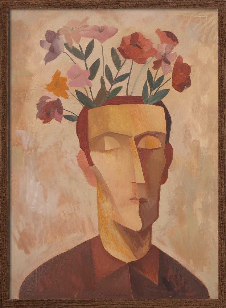 Man With Flowers - Stretched Canvas, Poster or Fine Art Print I Heart Wall Art