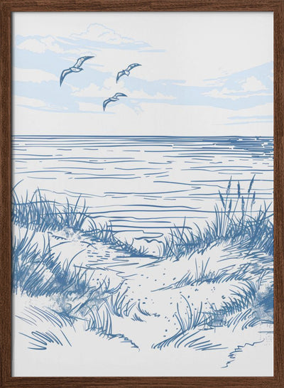 Seascape Sketch - Stretched Canvas, Poster or Fine Art Print I Heart Wall Art