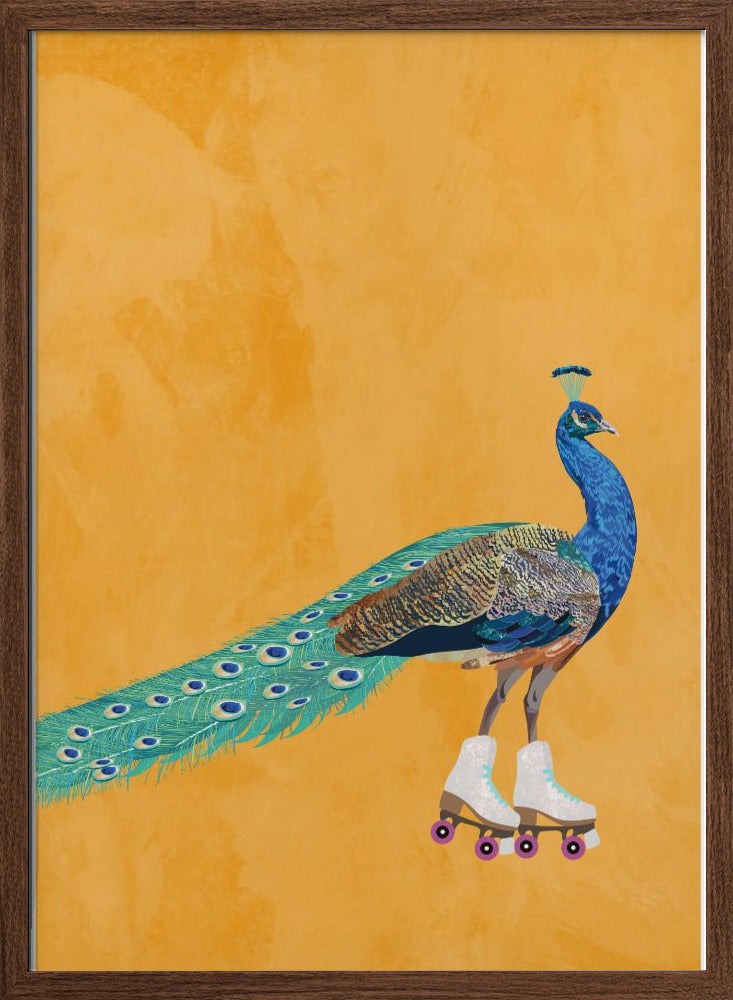 Peacock rollerskating - Stretched Canvas, Poster or Fine Art Print I Heart Wall Art