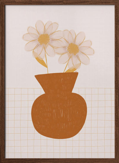 Vase With Two Daisies - Stretched Canvas, Poster or Fine Art Print I Heart Wall Art