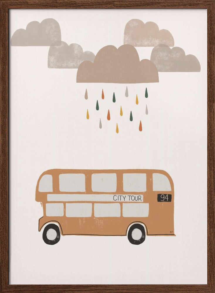 Orange Bus - Stretched Canvas, Poster or Fine Art Print I Heart Wall Art