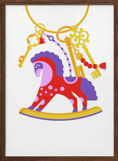 Horsy Toy Playful Simple Deco Illustration For Kids - Stretched Canvas, Poster or Fine Art Print I Heart Wall Art