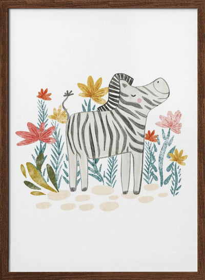 Zebra and florals - Stretched Canvas, Poster or Fine Art Print I Heart Wall Art