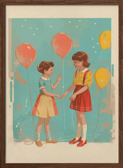 Retro kids at party - Stretched Canvas, Poster or Fine Art Print I Heart Wall Art