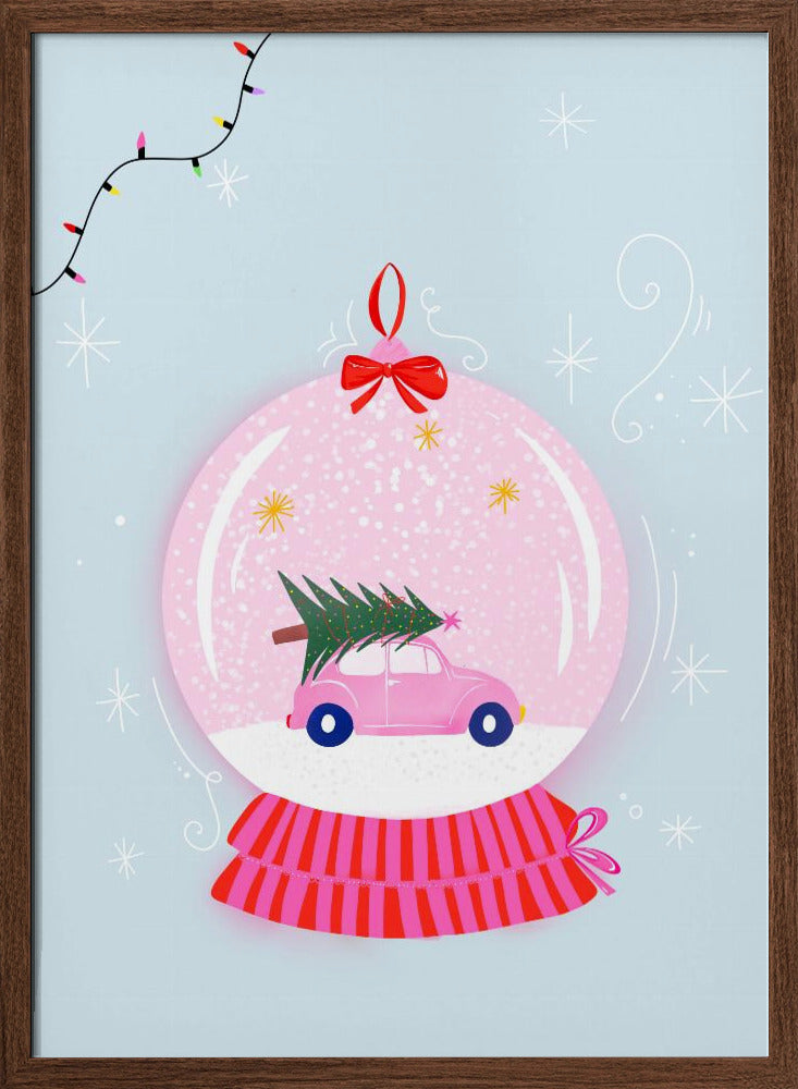 Snowglobe Pink - Stretched Canvas, Poster or Fine Art Print I Heart Wall Art