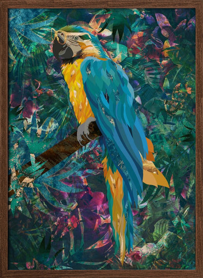 Tropical Floral Jungle - Macaw - Stretched Canvas, Poster or Fine Art Print I Heart Wall Art