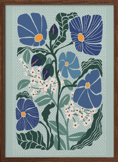 Klimt Flowers Light Blue - Stretched Canvas, Poster or Fine Art Print I Heart Wall Art