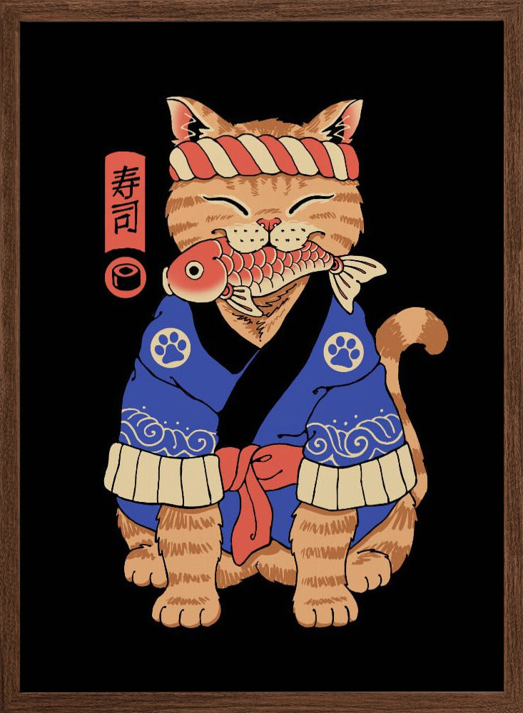 Sushi Meowster - Stretched Canvas, Poster or Fine Art Print I Heart Wall Art