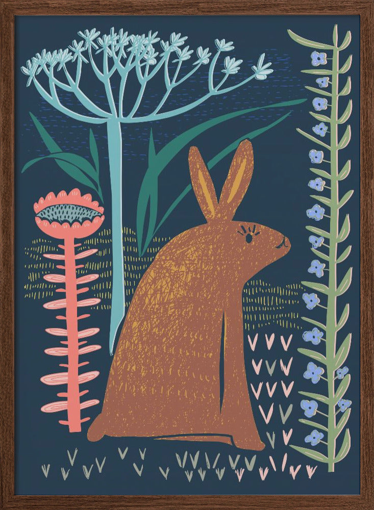 Block print bunny - Stretched Canvas, Poster or Fine Art Print I Heart Wall Art