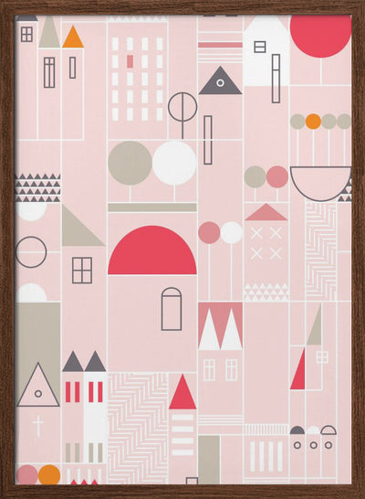 City life blocks pearl pink pattern - Stretched Canvas, Poster or Fine Art Print I Heart Wall Art