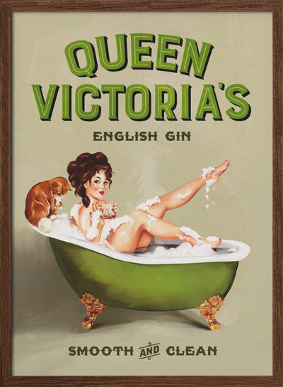 Queen Victoria English Gin Bath Pinup Girl - Stretched Canvas, Poster or Fine Art Print I Heart Wall Art