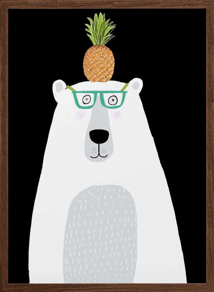 Funny White Polar Bear Wearing Glasses with Pineapple - Stretched Canvas, Poster or Fine Art Print I Heart Wall Art