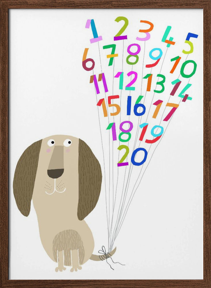 Dog with Numbers 1 to 20 by Artist Carla Daly - Stretched Canvas, Poster or Fine Art Print I Heart Wall Art