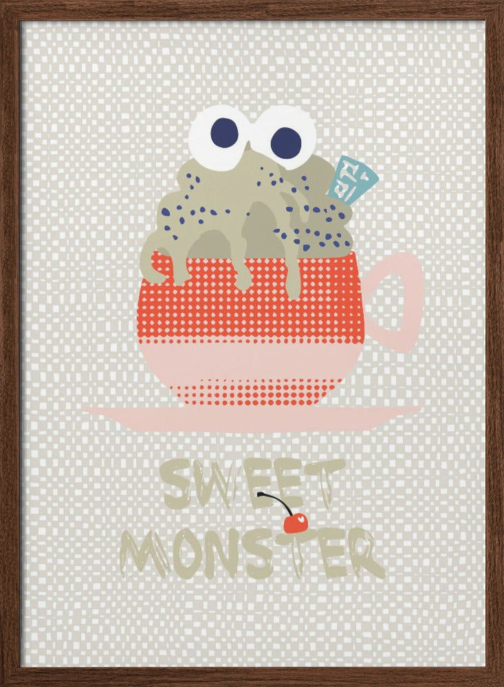 Sweet monster cupcake red - Stretched Canvas, Poster or Fine Art Print I Heart Wall Art