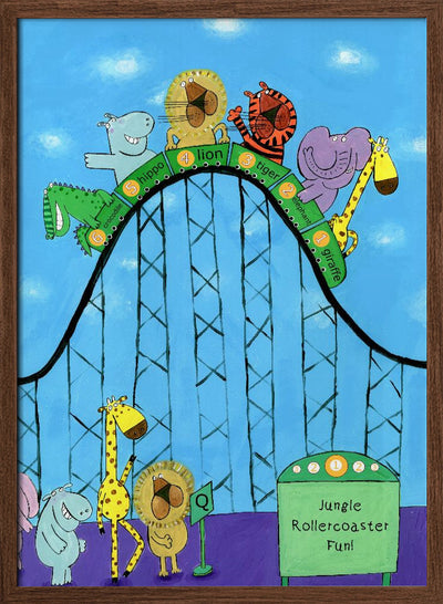 Jungle Animals Whizzing Down the Rollercoaster by Carla Daly - Stretched Canvas, Poster or Fine Art Print I Heart Wall Art