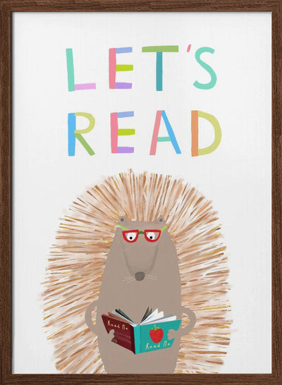 Let&#039;s Read with Cute Hedgehog by Illustrator Carla Daly - Stretched Canvas, Poster or Fine Art Print I Heart Wall Art