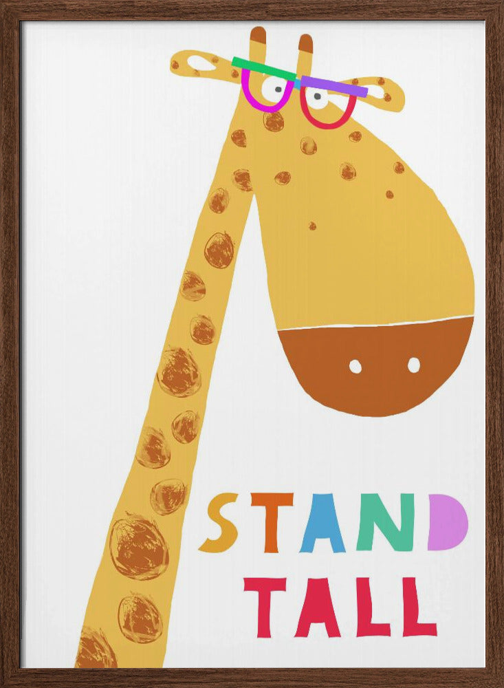 Stand Tall! Cute Giraffe with Colorful Glasses by Artist Carla Daly - Stretched Canvas, Poster or Fine Art Print I Heart Wall Art