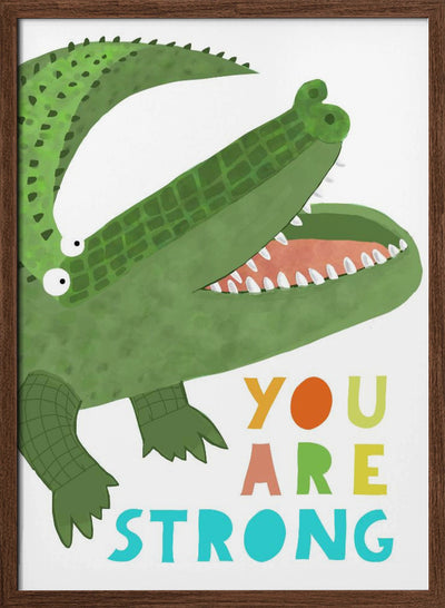 You Are Strong! Funny Alligator with Tail by Artist Carla Daly - Stretched Canvas, Poster or Fine Art Print I Heart Wall Art